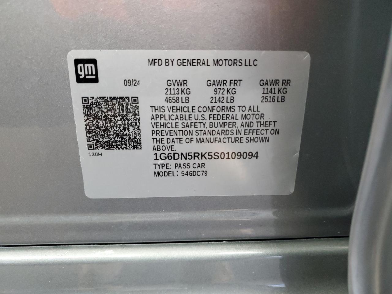 2025 Cadillac Ct5 Premium Luxury VIN: 1G6DN5RK5S0109094 Lot: 93635725