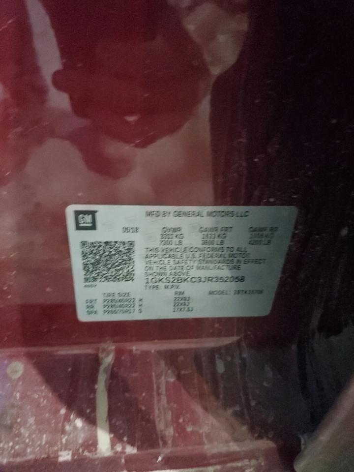 2018 GMC Yukon Slt VIN: 1GKS2BKC3JR352058 Lot: 90728125