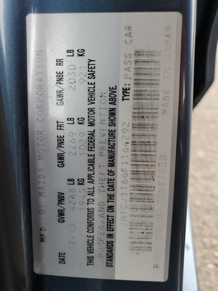 2015 Mazda 6 Touring VIN: JM1GJ1T66F1164292 Lot: 92305535