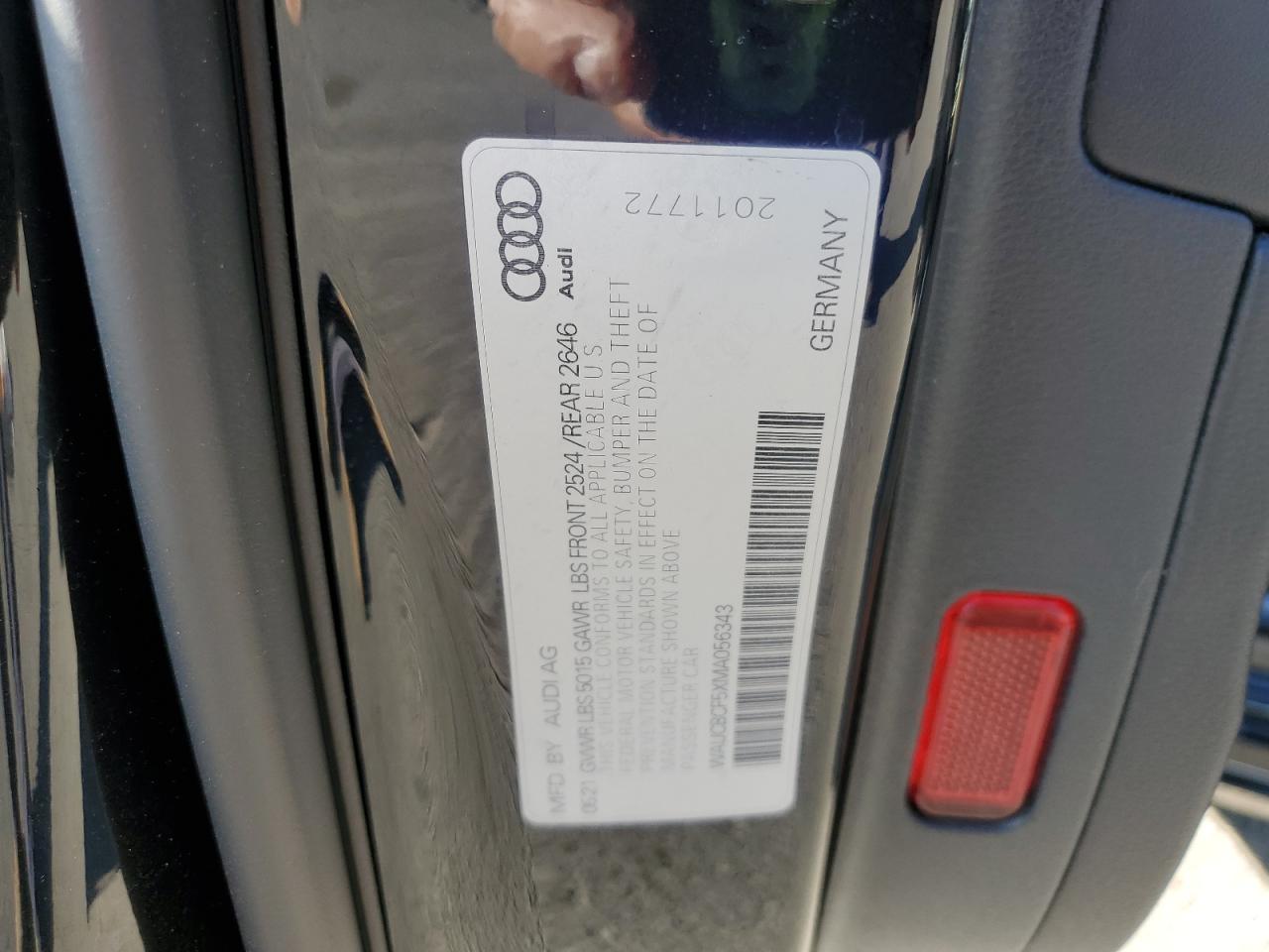 2021 Audi A5 Premium Plus 40 VIN: WAUCBCF5XMA056343 Lot: 90951025