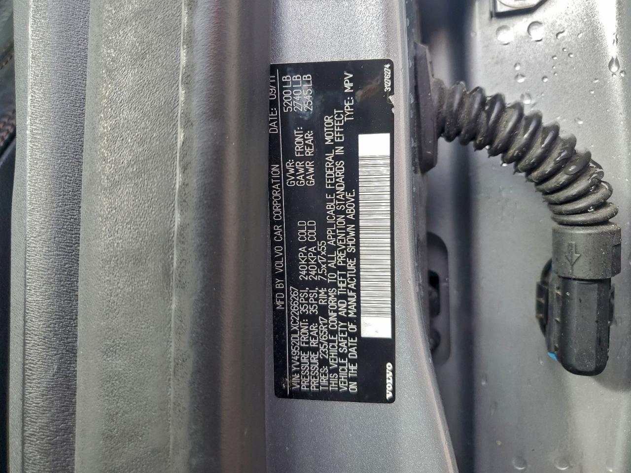 2012 Volvo Xc60 3.2 VIN: YV4952DLXC2266267 Lot: 93964305