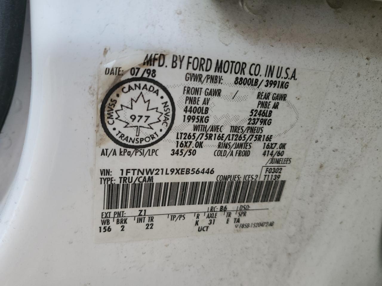 1999 Ford F250 Super Duty VIN: 1FTNW21L9XEB56446 Lot: 91365955