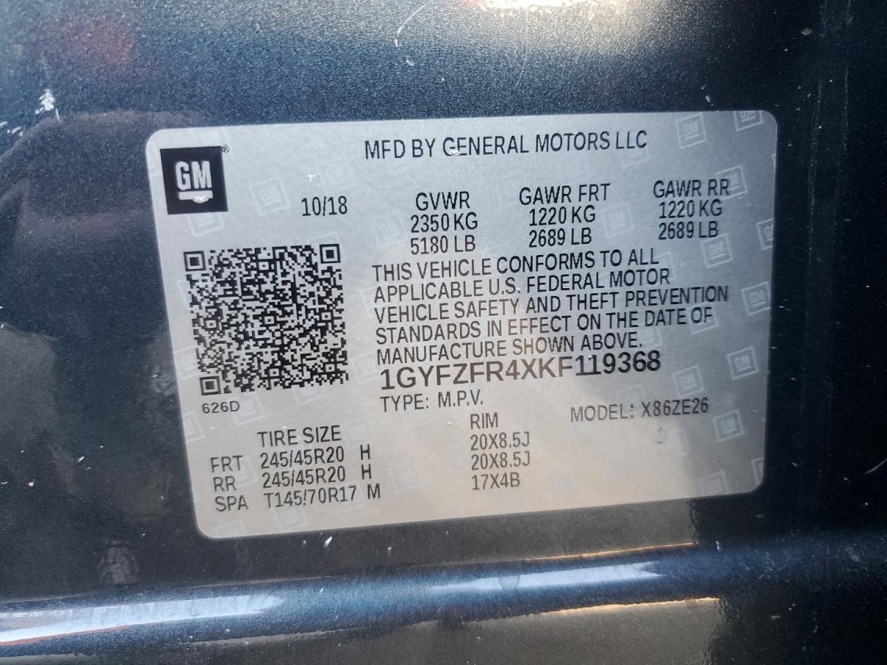 2019 Cadillac Xt4 Sport VIN: 1GYFZFR4XKF119368 Lot: 92328695