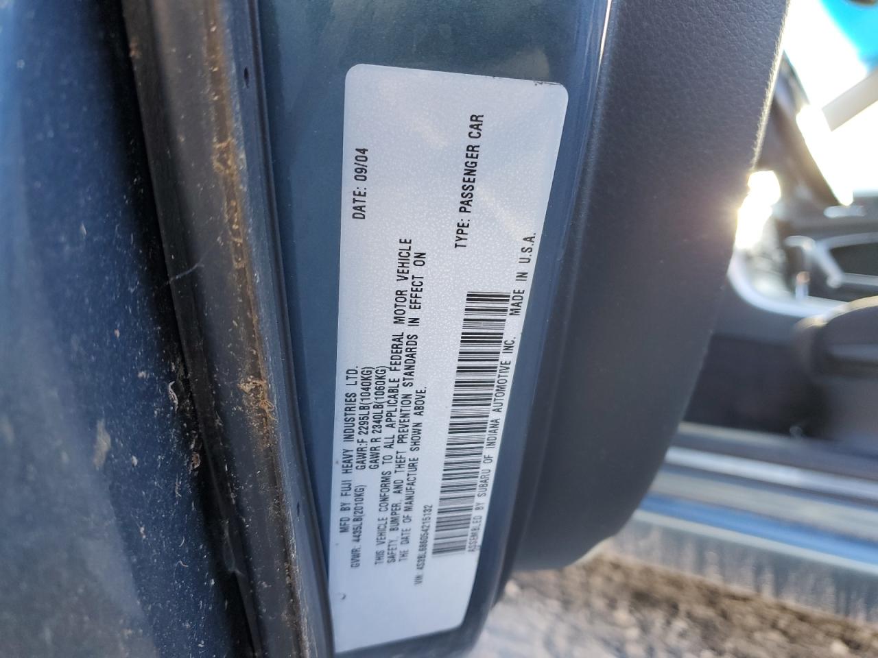 2005 Subaru Legacy Gt VIN: 4S3BL686054215132 Lot: 91554205