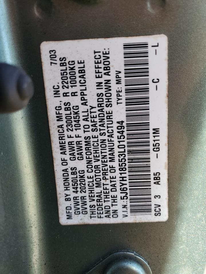 2003 Honda Element Ex VIN: 5J6YH18553L015494 Lot: 92087845