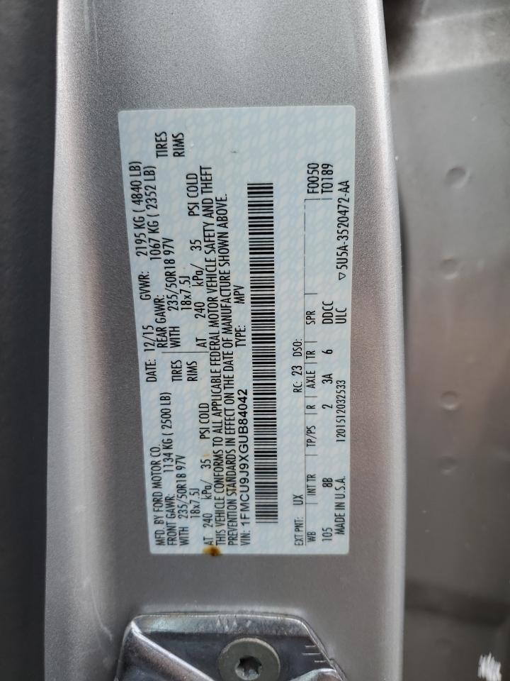 2016 Ford Escape Titanium VIN: 1FMCU9J9XGUB84042 Lot: 91712415