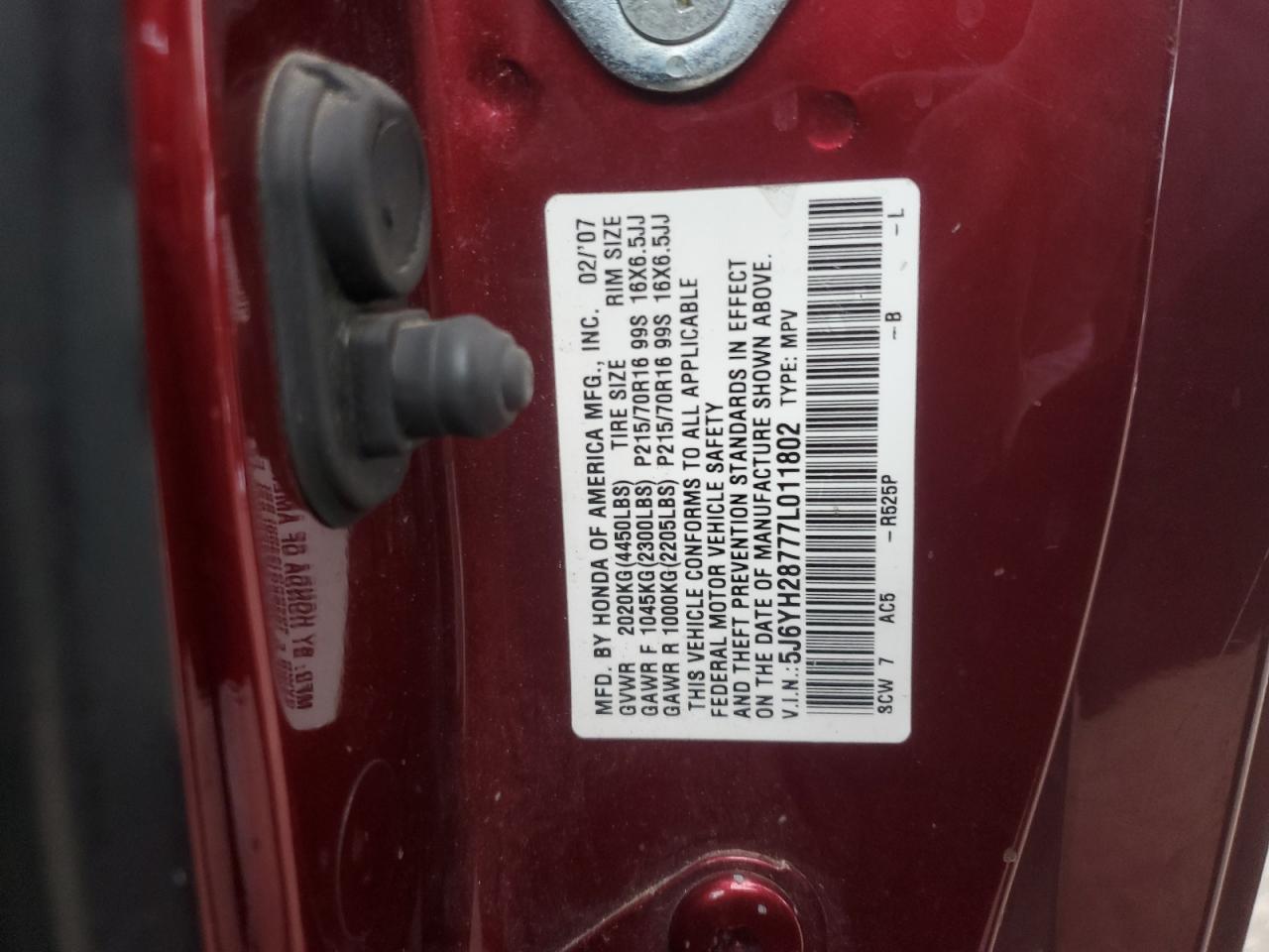 2007 Honda Element Ex VIN: 5J6YH28777L011802 Lot: 92531585