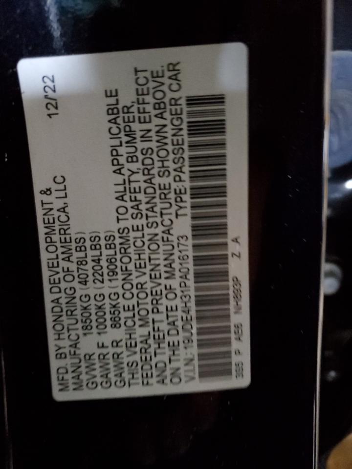 2023 Acura Integra A-Spec VIN: 19UDE4H31PA016173 Lot: 93284055