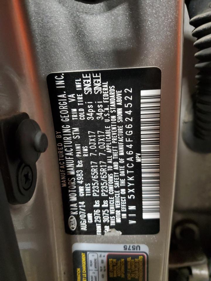 2015 Kia Sorento Lx VIN: 5XYKTCA64FG624522 Lot: 91356875