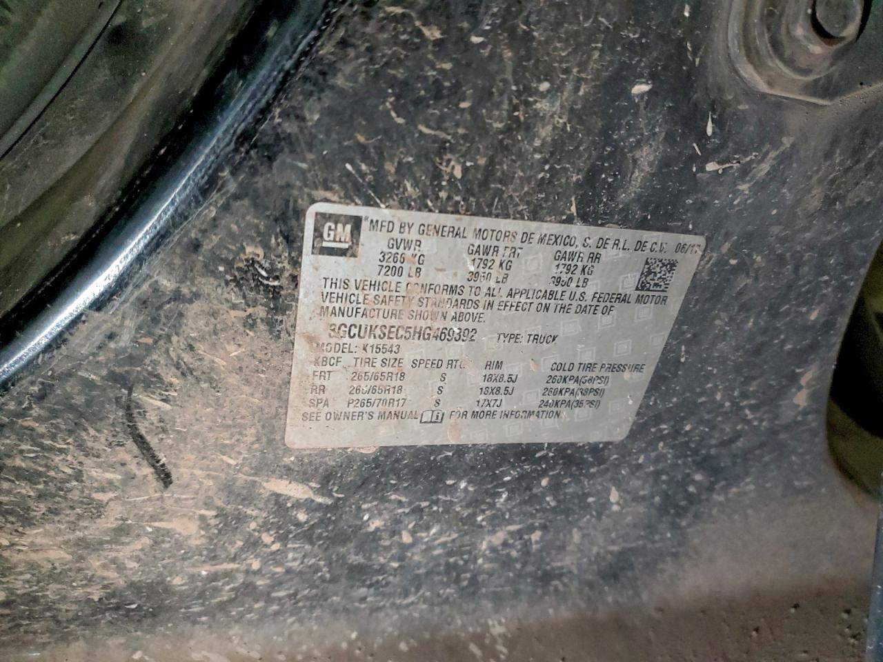 2017 Chevrolet Silverado K1500 Ltz VIN: 3GCUKSEC5HG469392 Lot: 94483265