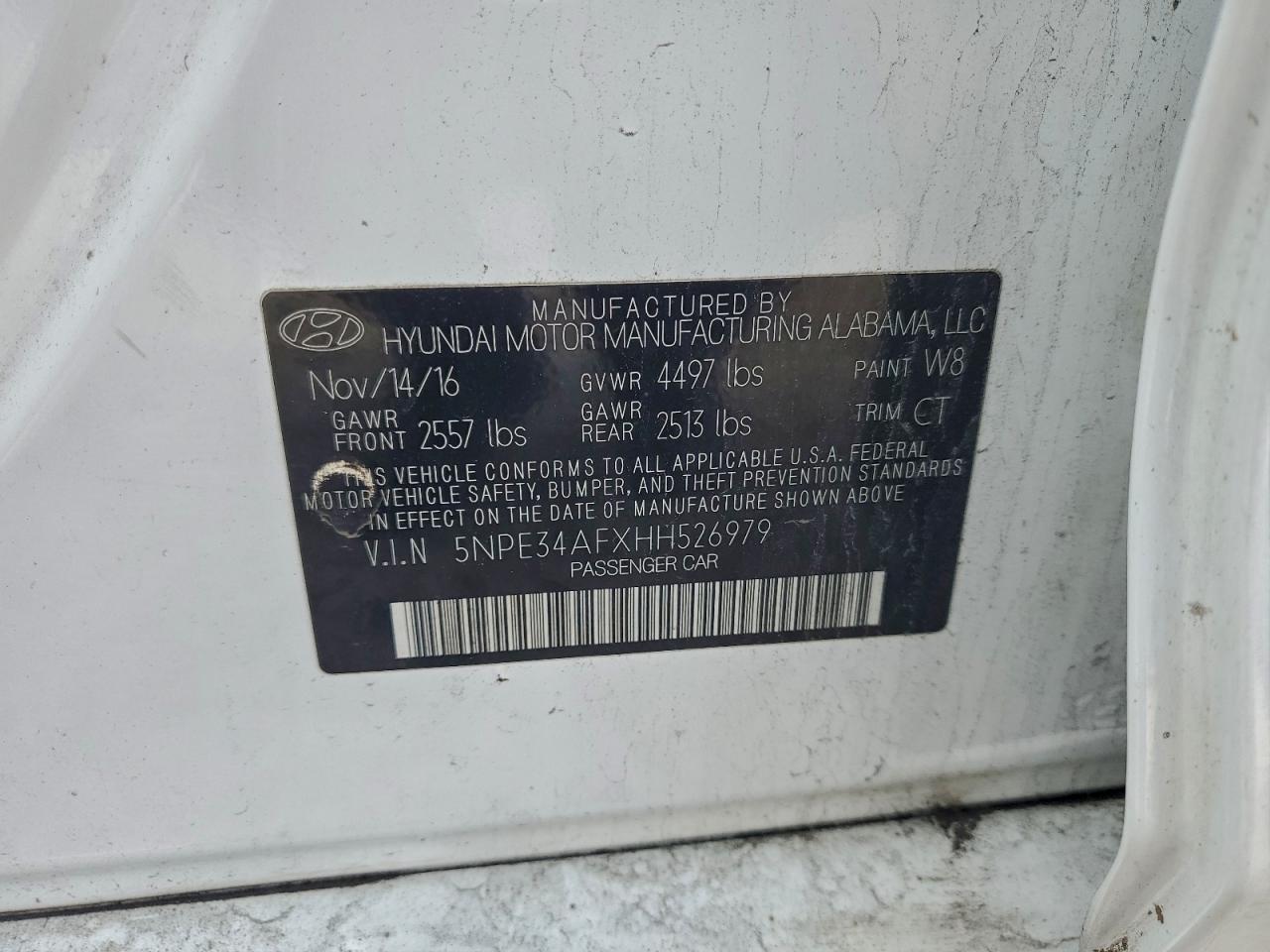 2017 Hyundai Sonata Sport VIN: 5NPE34AFXHH526979 Lot: 93953265