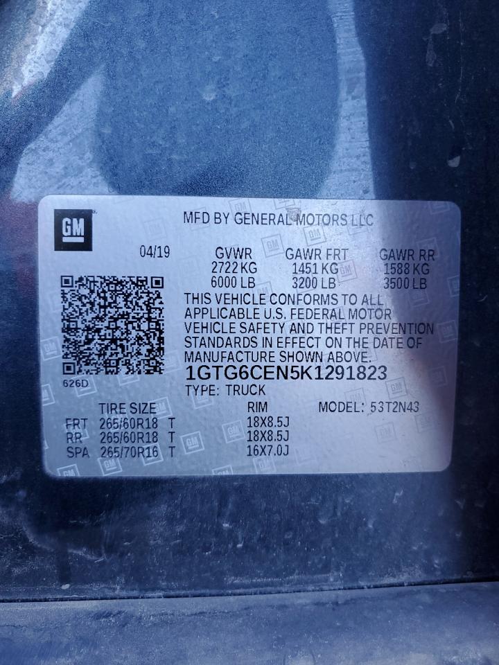 2019 GMC Canyon Sle VIN: 1GTG6CEN5K1291823 Lot: 93468455