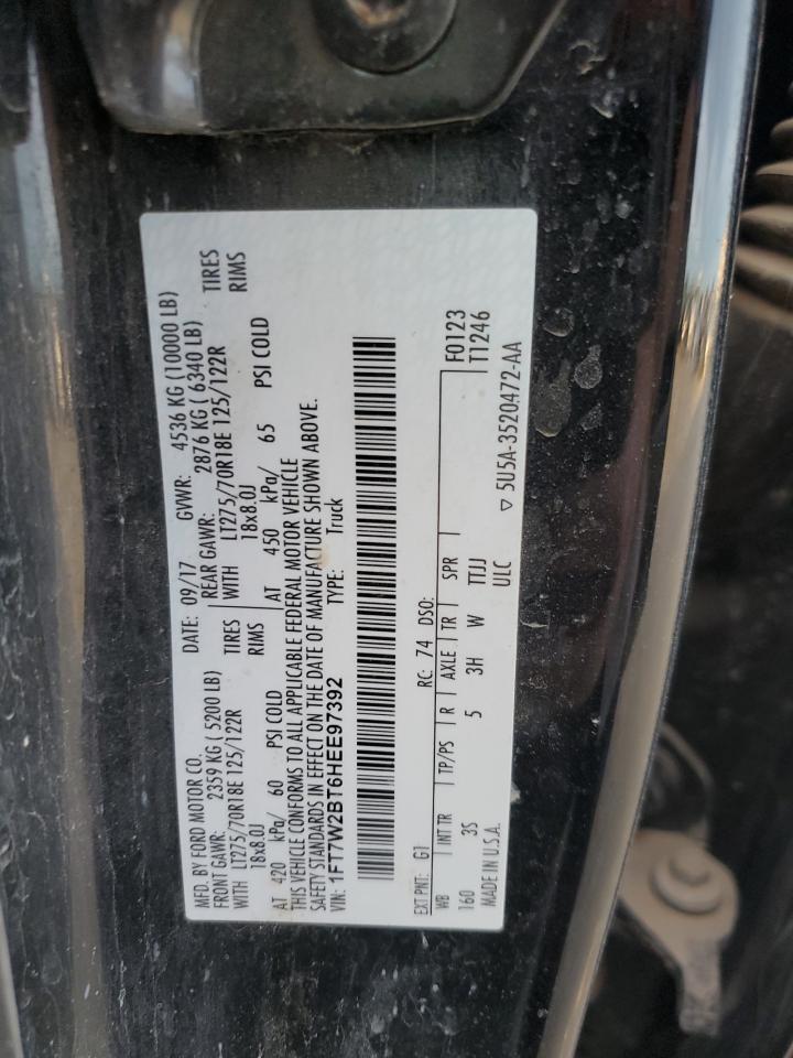 2017 Ford F250 Super Duty VIN: 1FT7W2BT6HEE97392 Lot: 91850875