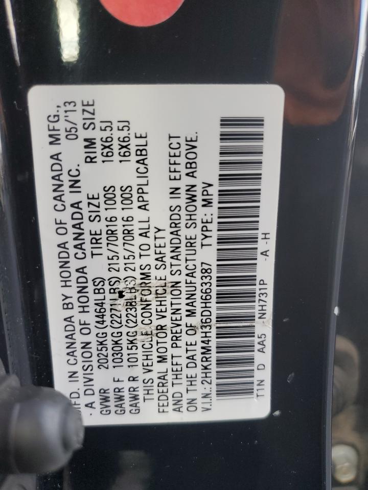 2013 Honda Cr-V Lx VIN: 2HKRM4H36DH663387 Lot: 91630995