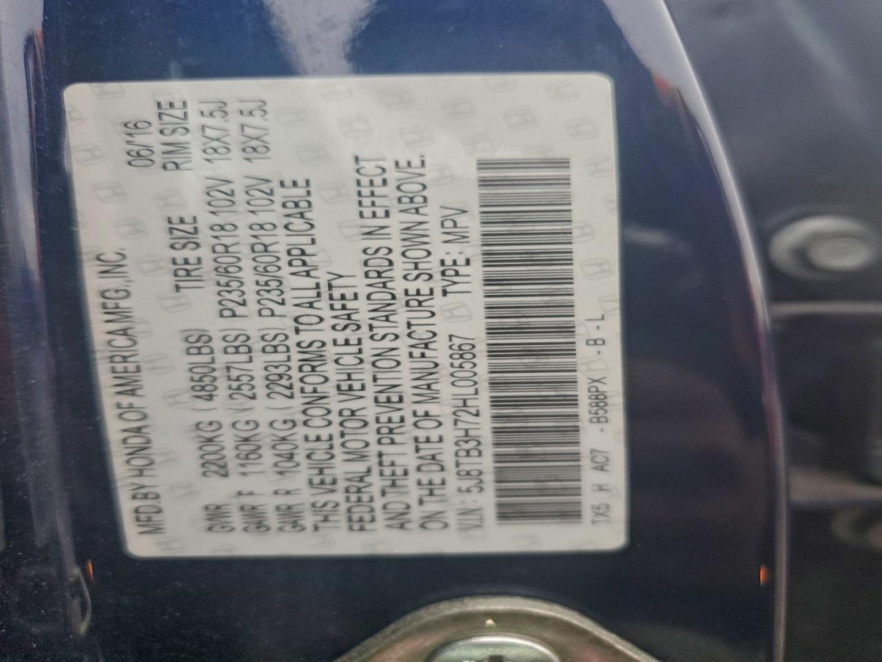 2017 Acura Rdx Advance VIN: 5J8TB3H72HL005867 Lot: 92674675