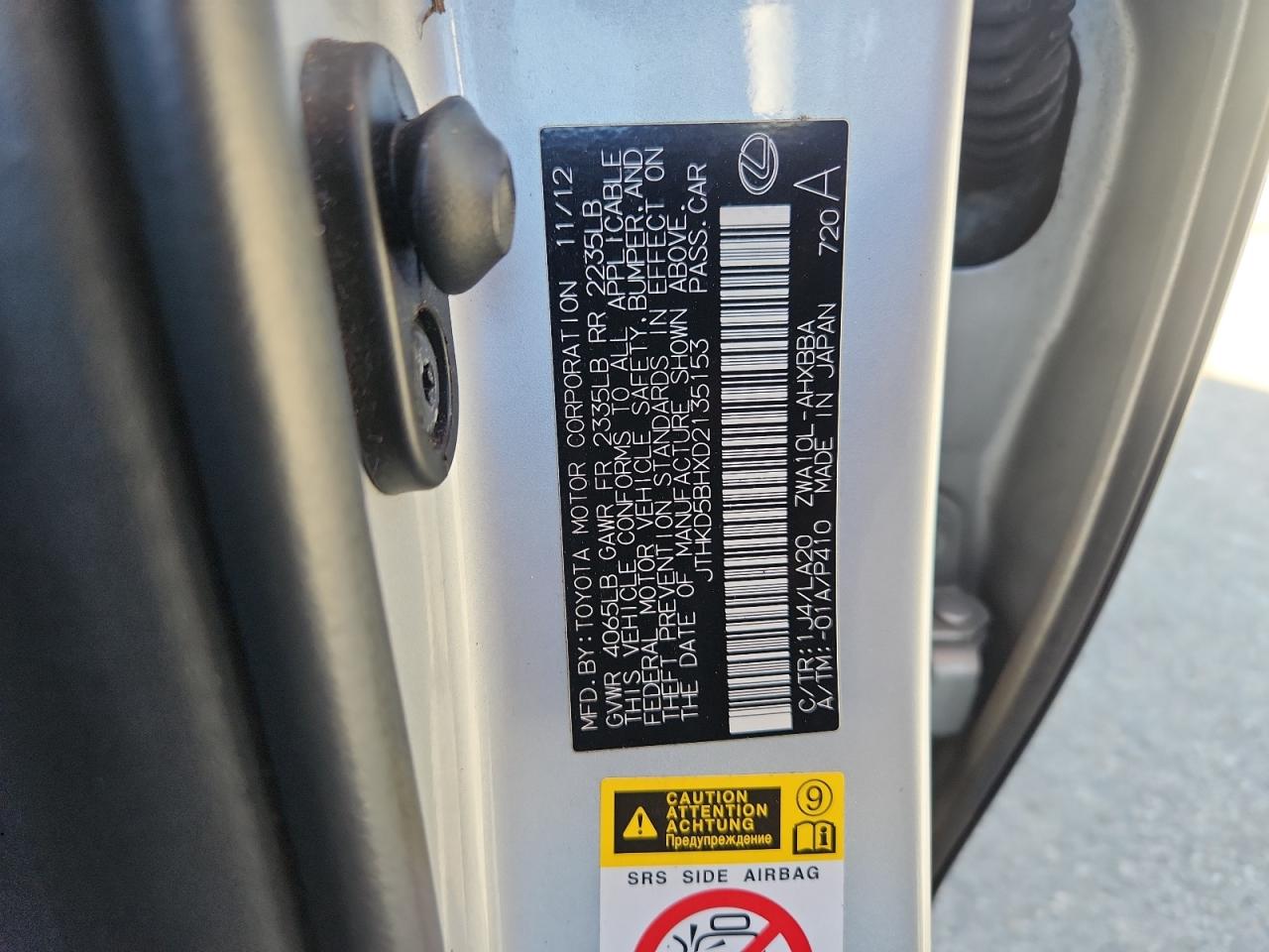 2013 Lexus Ct 200 VIN: JTHKD5BHXD2135153 Lot: 93618045