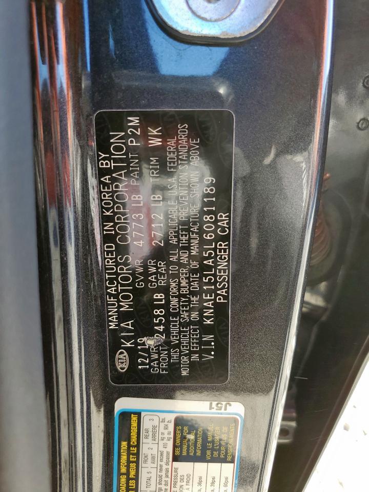 2020 Kia Stinger VIN: KNAE15LA5L6081189 Lot: 92525995