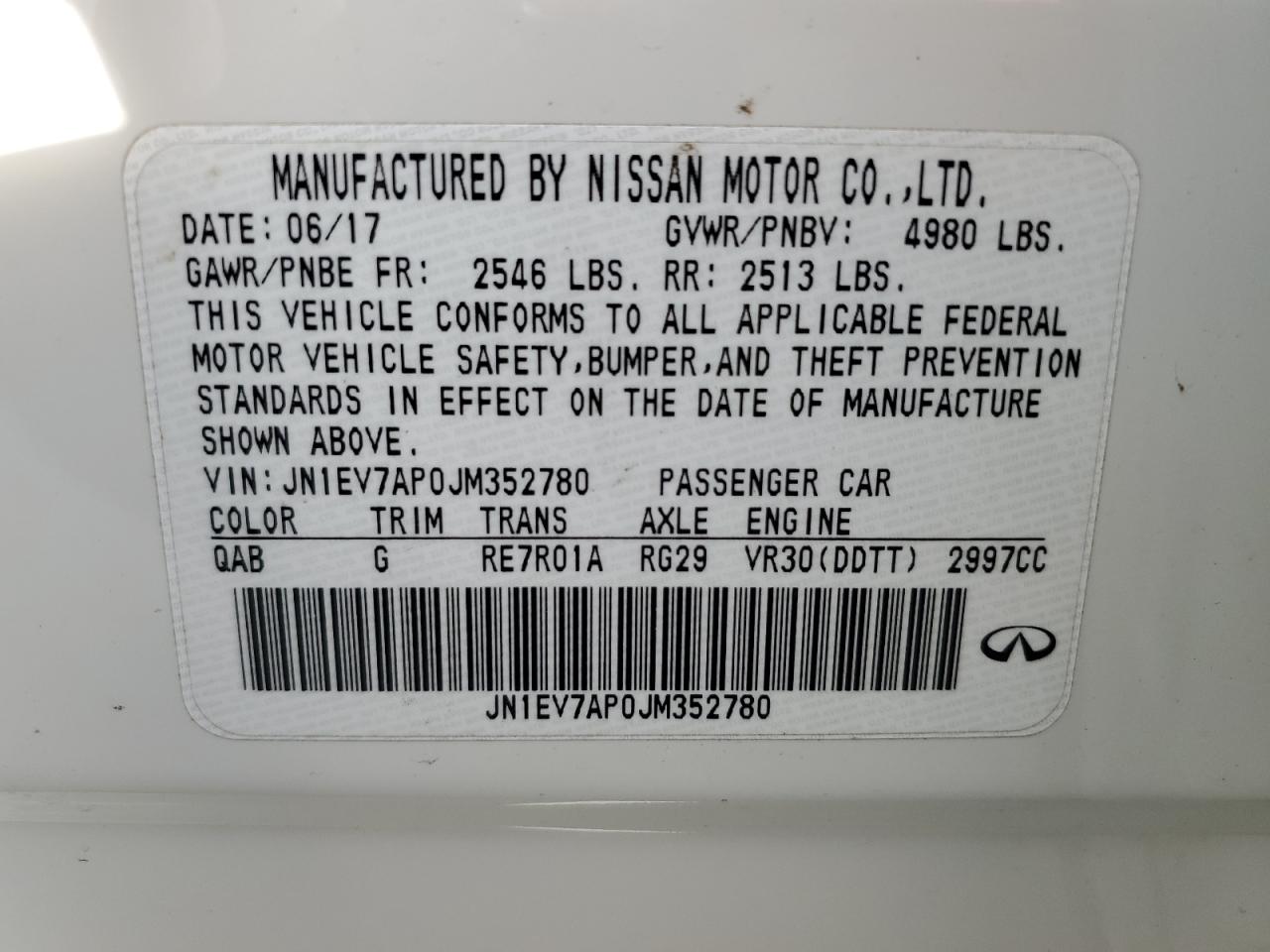 2018 Infiniti Q50 Luxe VIN: JN1EV7AP0JM352780 Lot: 85437405