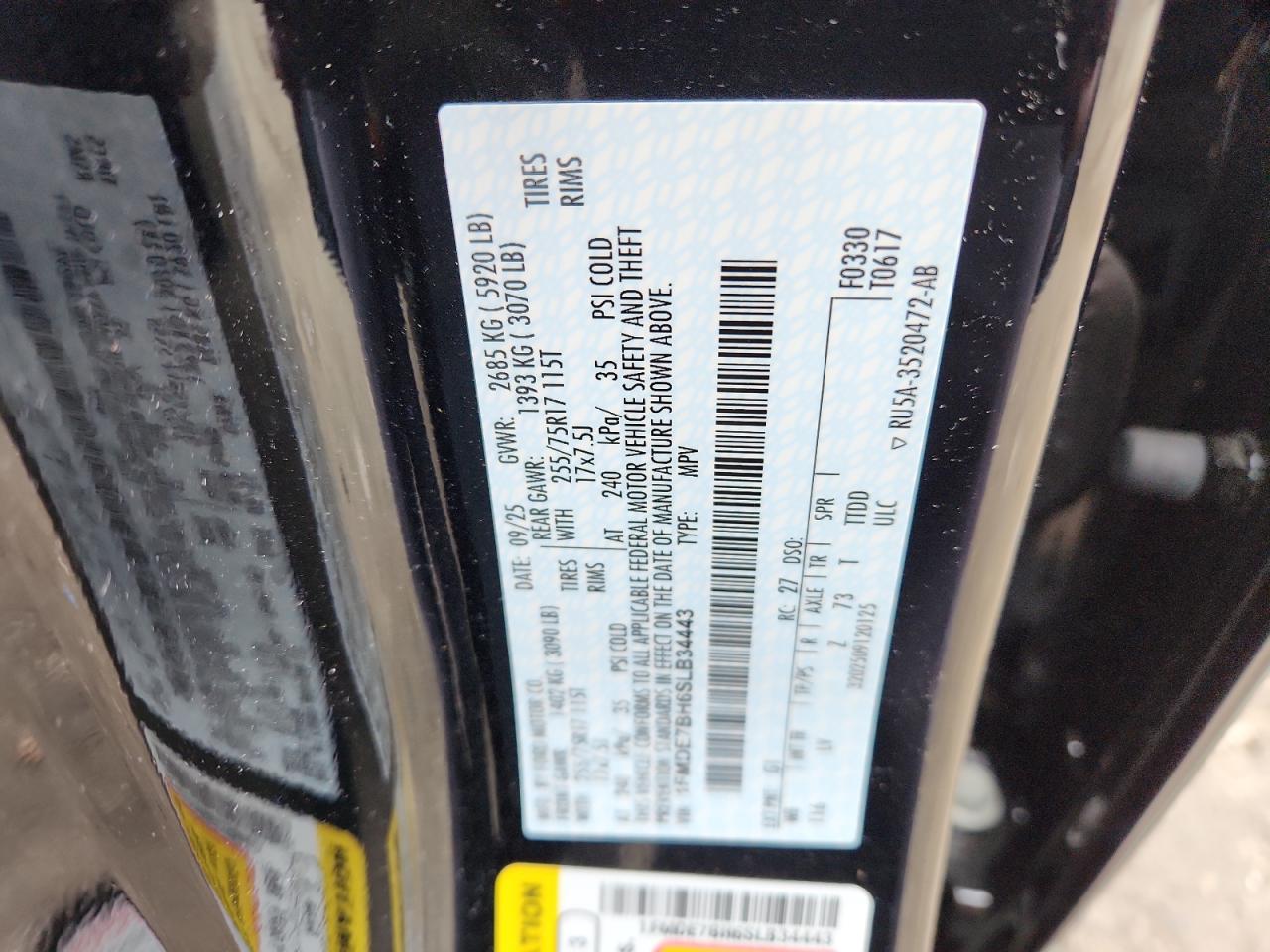 2025 Ford Bronco Big Bend VIN: 1FMDE7BH6SLB34443 Lot: 91888745