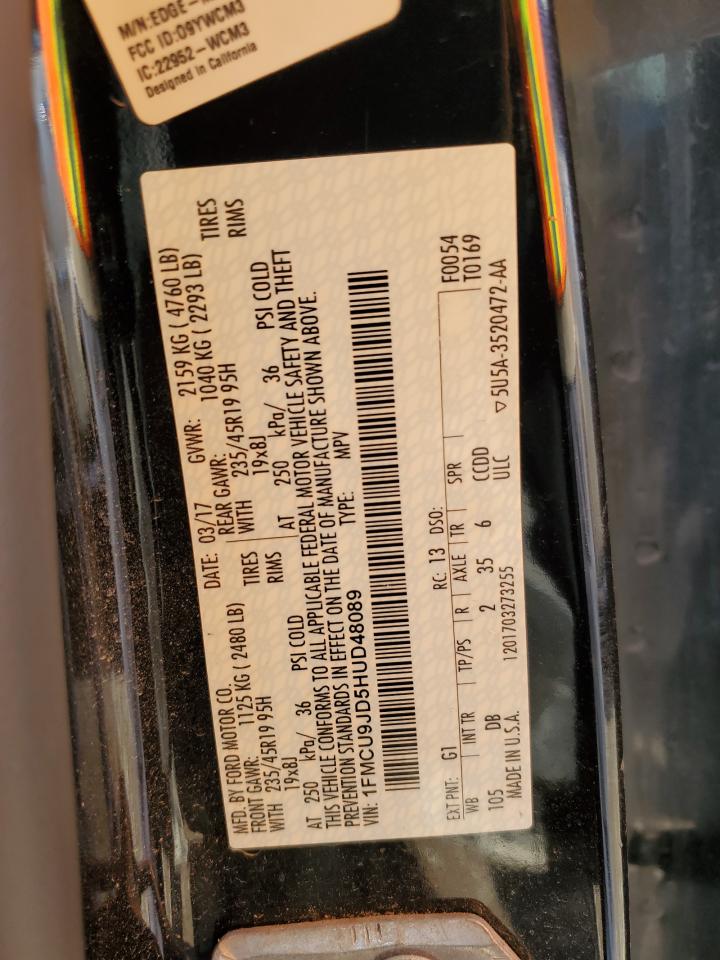 2017 Ford Escape Titanium VIN: 1FMCU9JD5HUD48089 Lot: 91571815