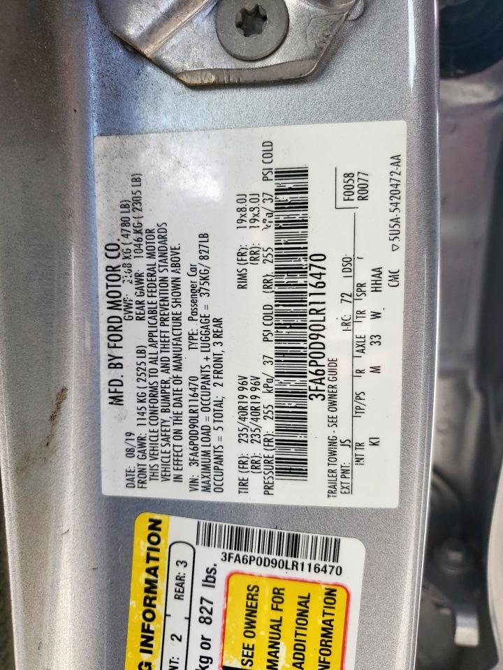 2020 Ford Fusion Titanium VIN: 3FA6P0D90LR116470 Lot: 93114355