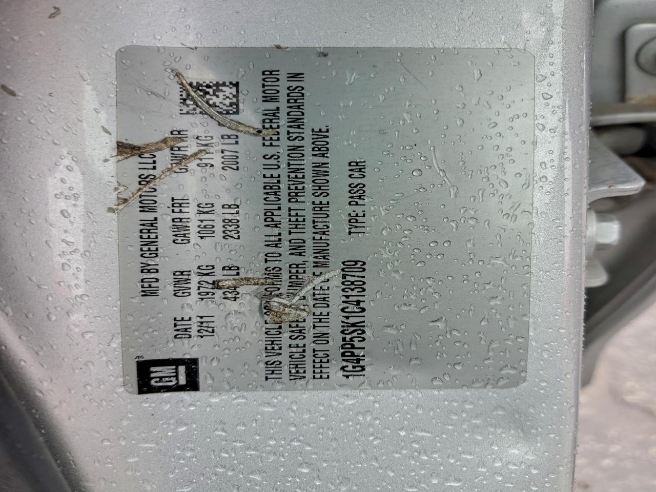 2012 Buick Verano VIN: 1G4PP5SK1C4138709 Lot: 93900265