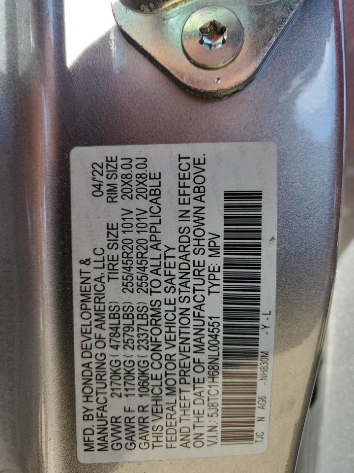 2022 Acura Rdx A-Spec VIN: 5J8TC1H68NL004551 Lot: 91674275