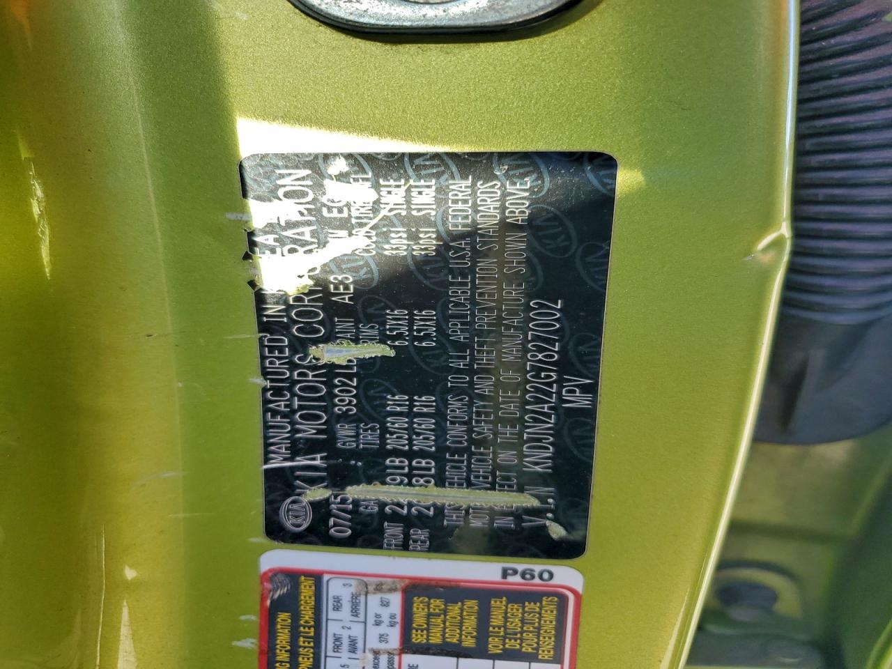 2016 Kia Soul VIN: KNDJN2A22G7827002 Lot: 94553385