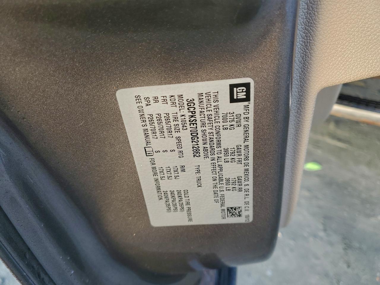 2013 Chevrolet Silverado K1500 Lt VIN: 3GCPKSE70DG212862 Lot: 94670945