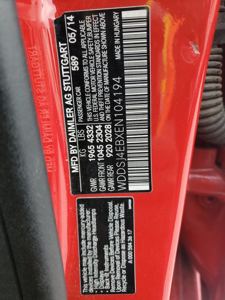 2014 Mercedes-Benz Cla 250 VIN: WDDSJ4EBXEN104194 Lot: 93122105