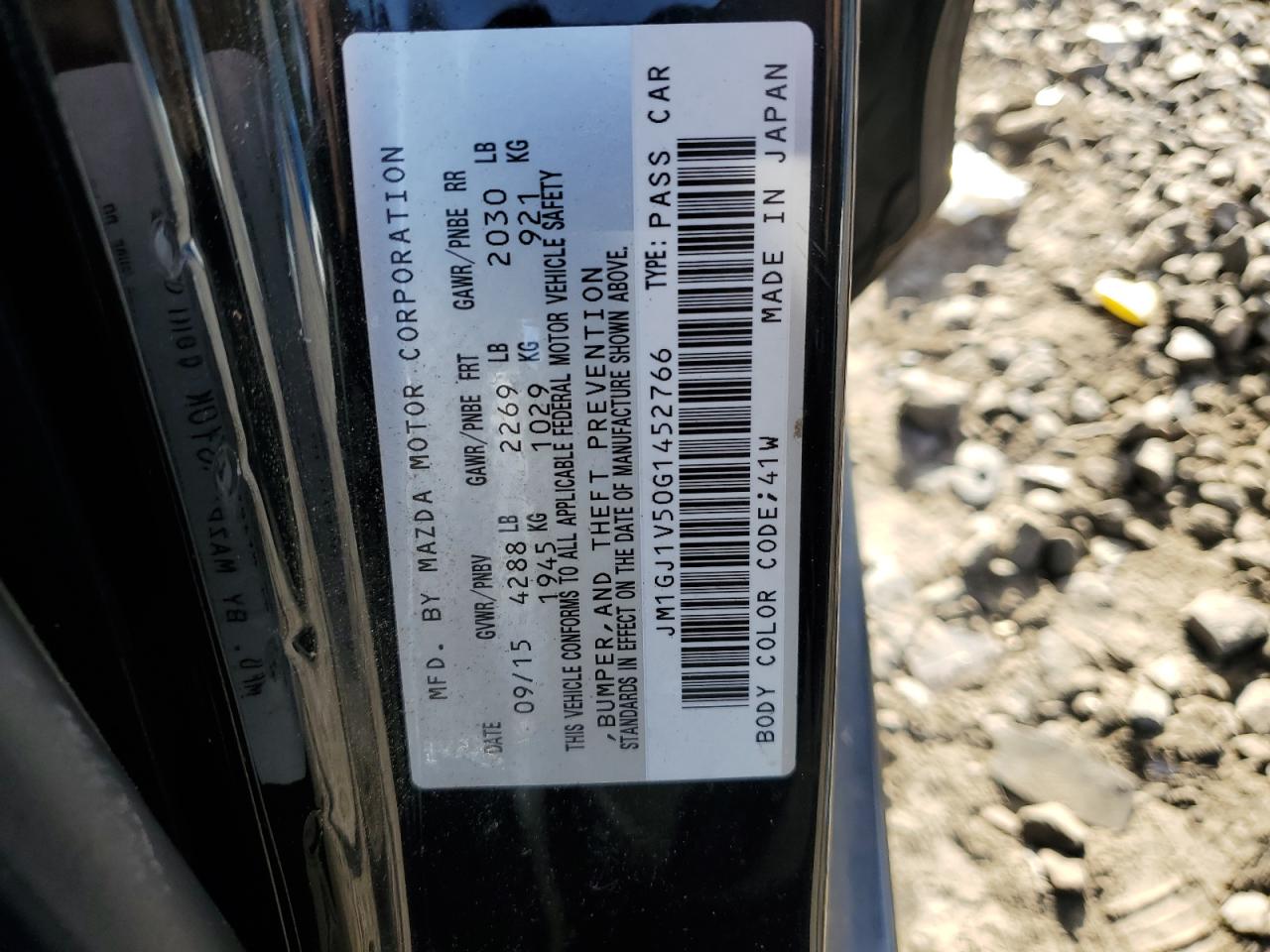 2016 Mazda 6 Touring VIN: JM1GJ1V50G1452766 Lot: 93266365