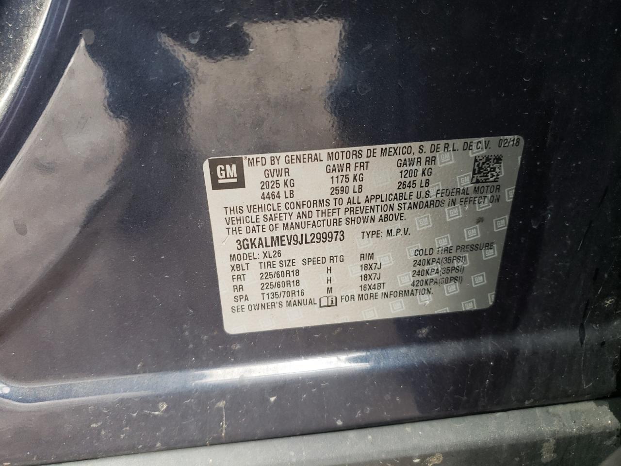 2018 GMC Terrain Sle VIN: 3GKALMEV9JL299973 Lot: 92080985