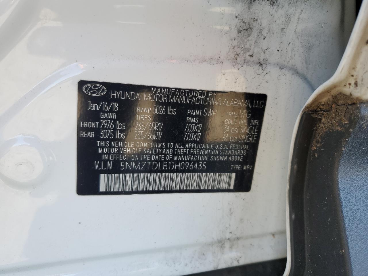 2018 Hyundai Santa Fe Sport VIN: 5NMZTDLB1JH096435 Lot: 92370945