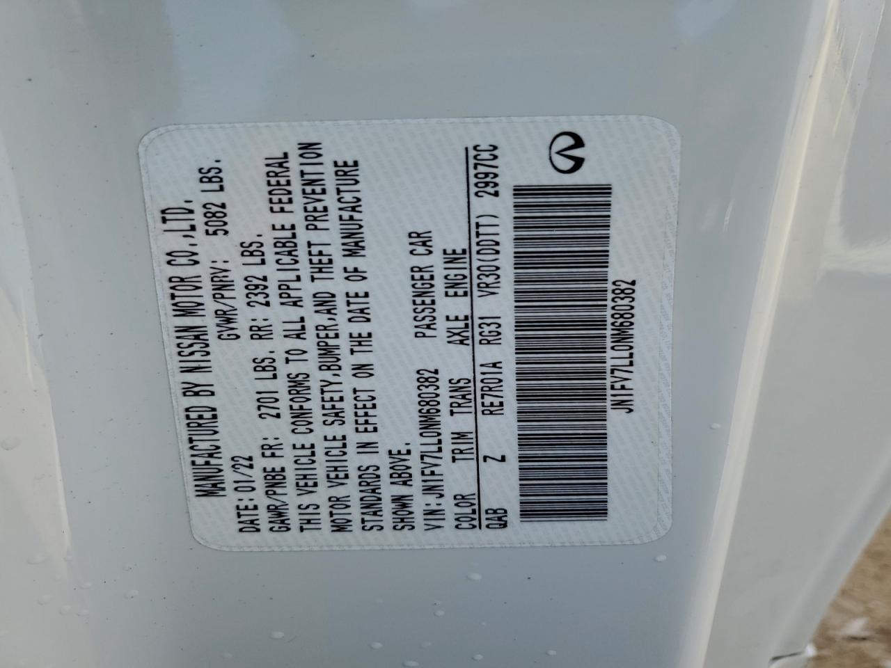 2022 Infiniti Q60 Red Sport 400 VIN: JN1FV7LL0NM680382 Lot: 94232265