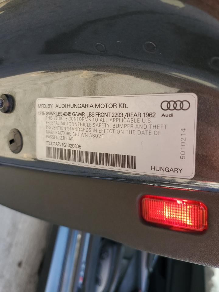 2016 Audi Tts VIN: TRUC1AFV1G1020805 Lot: 93660595