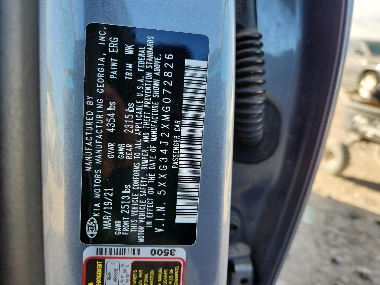 2021 Kia K5 Ex VIN: 5XXG34J2XMG072826 Lot: 90126595