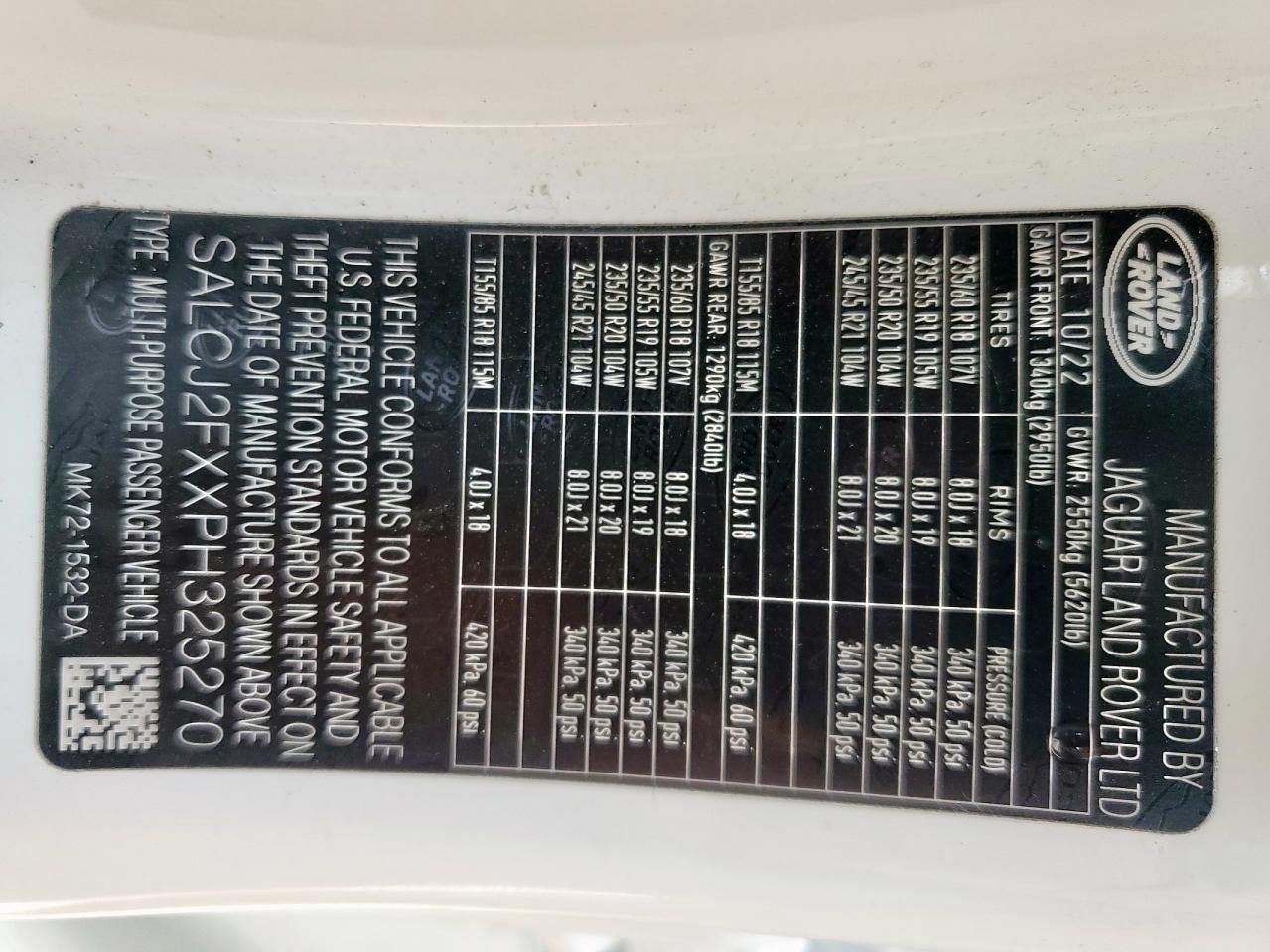 2023 Land Rover Discovery Sport S VIN: SALCJ2FXXPH325270 Lot: 93872385