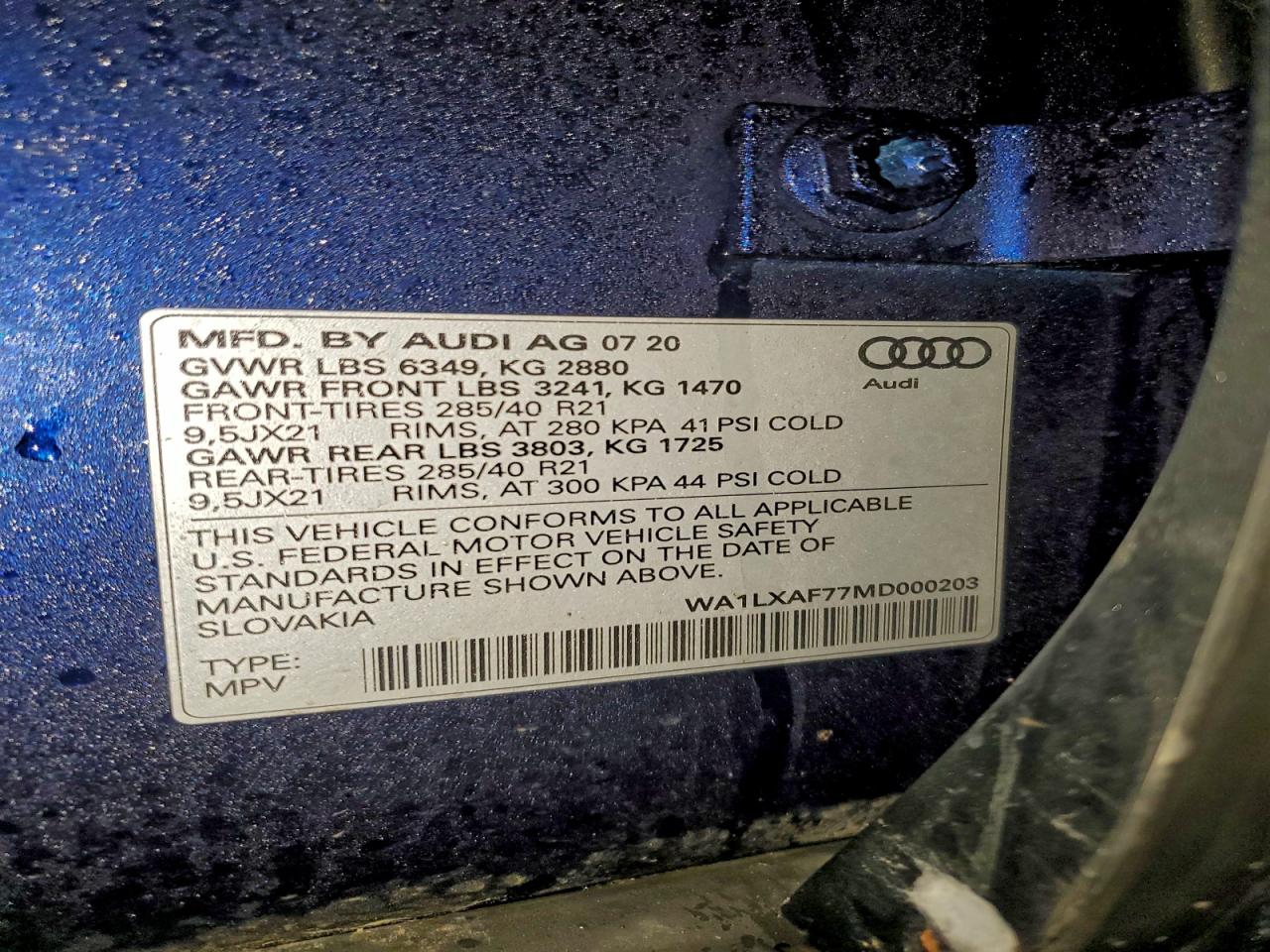 2021 Audi Q7 Premium Plus VIN: WA1LXAF77MD000203 Lot: 94495845