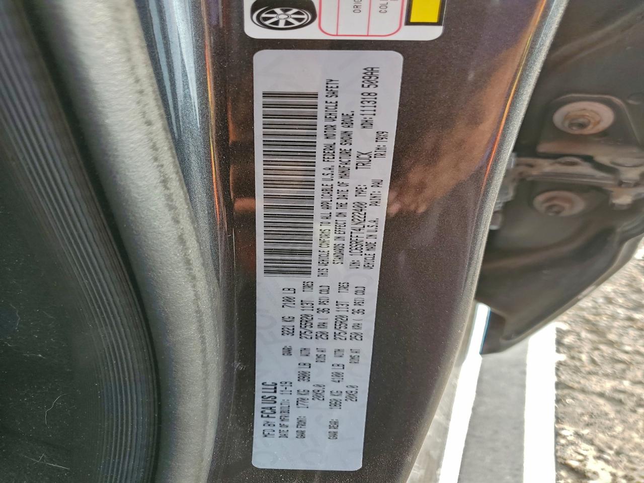 2020 Ram 1500 Big Horn/Lone Star VIN: 1C6SRFFT4LN222400 Lot: 93930565