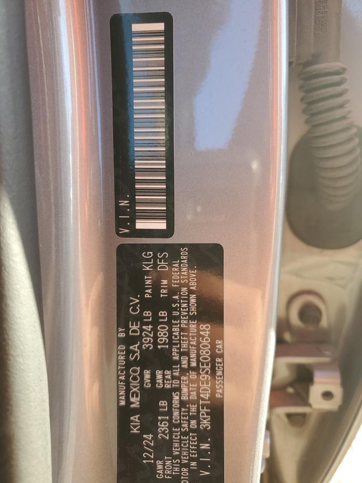 2025 Kia K4 Lx VIN: 3KPFT4DE9SE080648 Lot: 91673995