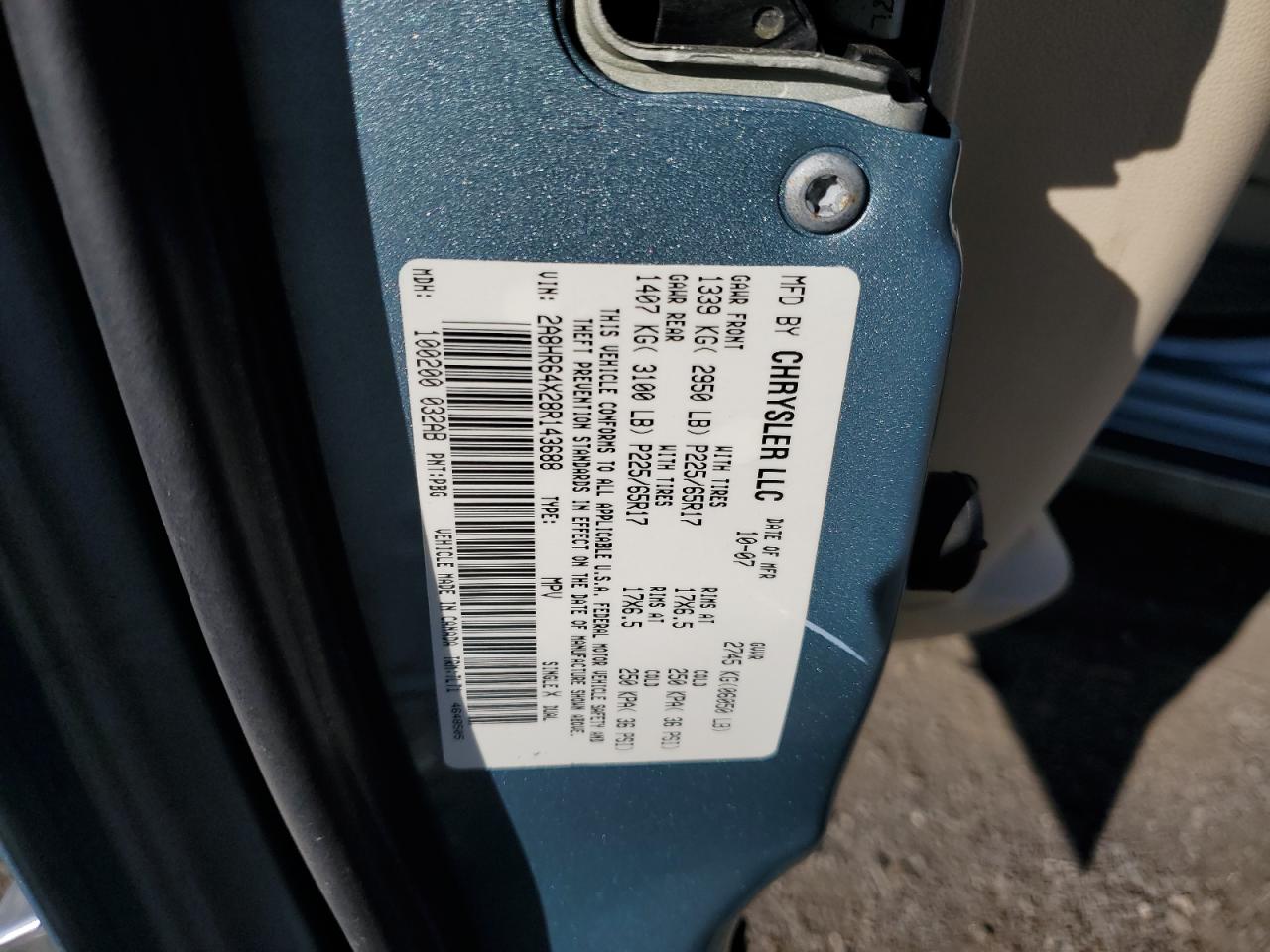 2008 Chrysler Town & Country Limited VIN: 2A8HR64X28R143688 Lot: 92830625