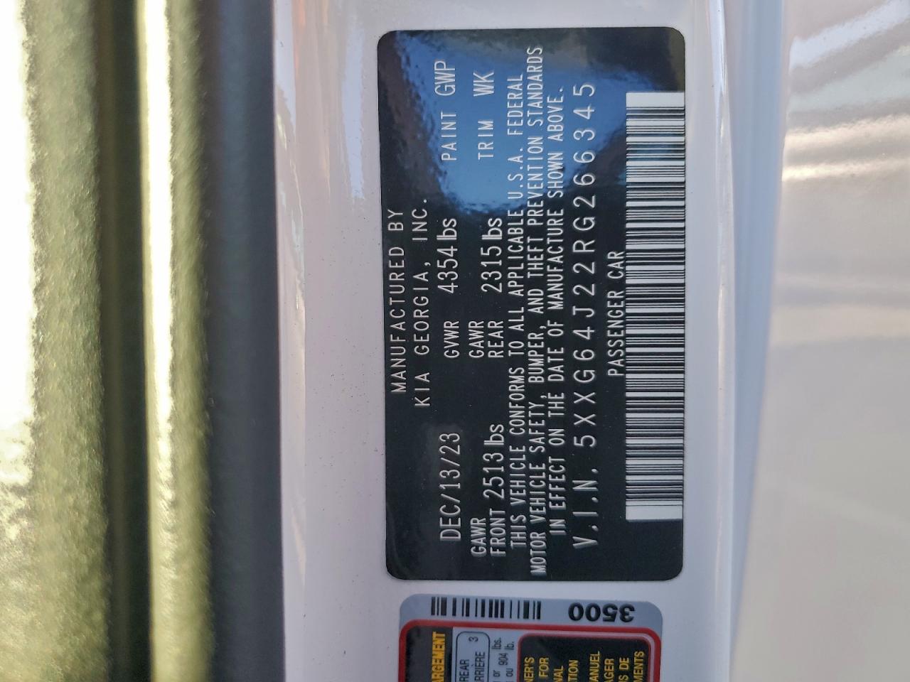 2024 Kia K5 Gt Line VIN: 5XXG64J22RG266345 Lot: 94124305