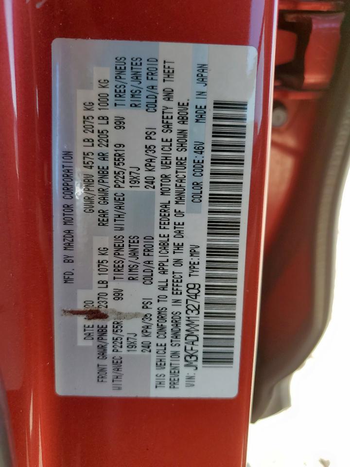 2021 Mazda Cx-5 Grand Touring VIN: JM3KFADMXM1327409 Lot: 91919285