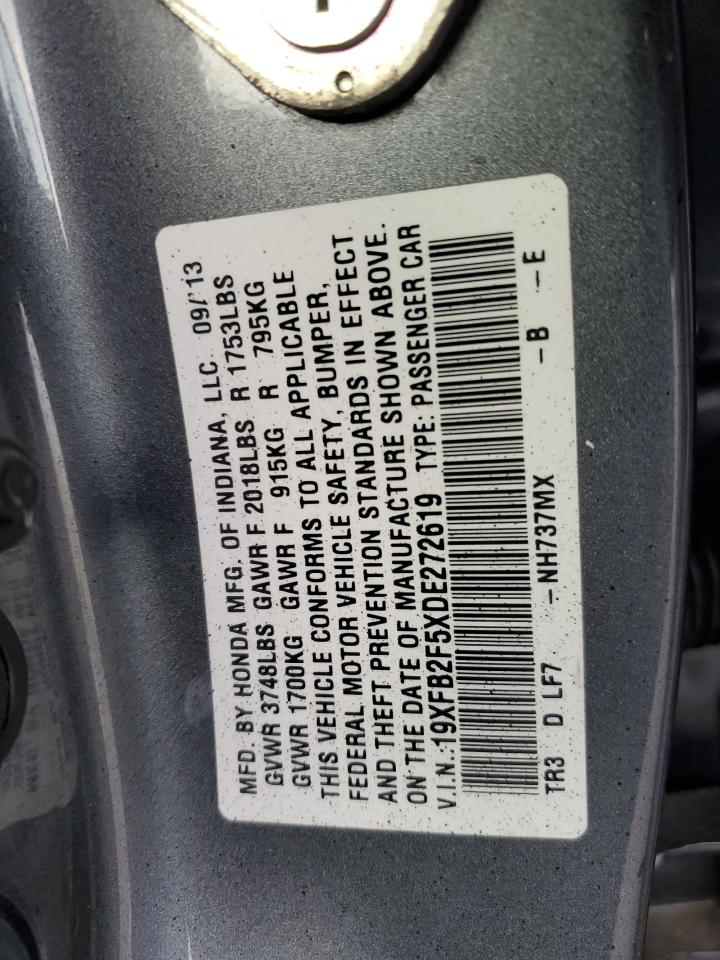 2013 Honda Civic Lx VIN: 19XFB2F5XDE272619 Lot: 92000995