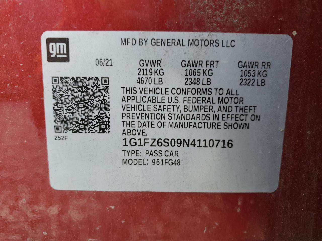 2022 Chevrolet Bolt Euv Premier VIN: 1G1FZ6S09N4110716 Lot: 93303725