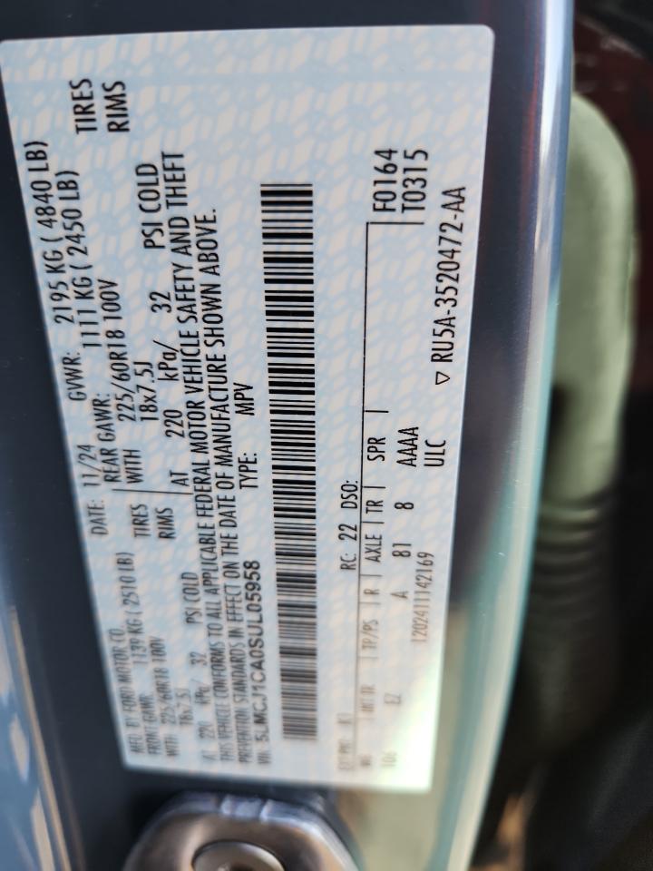 2025 Lincoln Corsair Premiere VIN: 5LMCJ1CA0SUL05958 Lot: 92107175