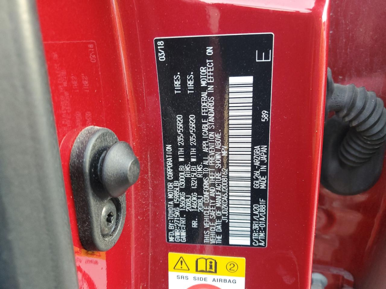 2018 Lexus Rx 350 L VIN: JTJDZKCA6J2008162 Lot: 93133695