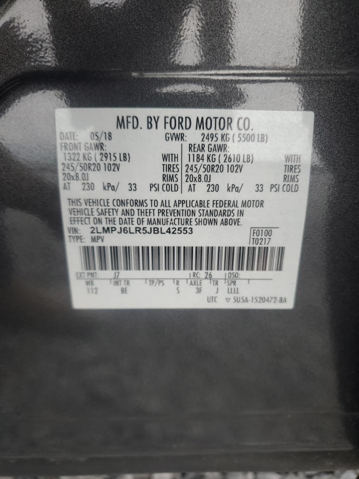 2018 Lincoln Mkx Reserve VIN: 2LMPJ6LR5JBL42553 Lot: 92157625