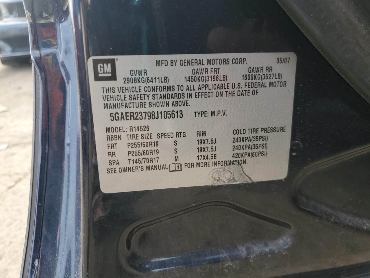 2008 Buick Enclave Cxl VIN: 5GAER23798J105613 Lot: 93628605