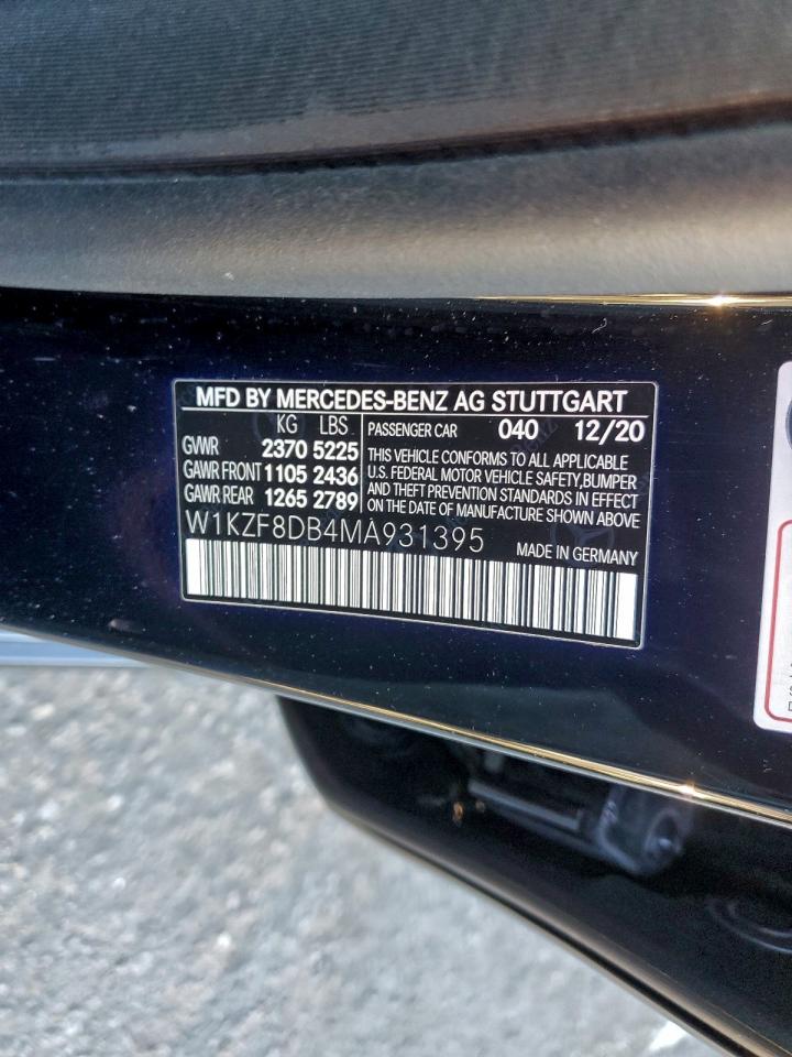 2021 Mercedes-Benz E 350 VIN: W1KZF8DB4MA931395 Lot: 94421665